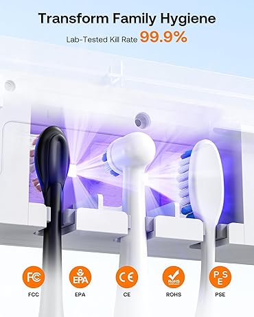 PureKeep Toothbrush Cleaner | UV Sanitizer & Smart Holder 5 slots